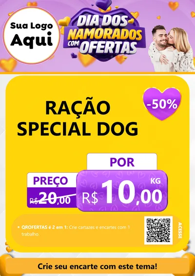 Modelo de Cartaz para Cartaz A4 Vertical com o tema Dia Dos Namorados Com Ofertas para Pet Shop