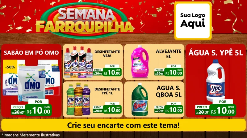 Modelo de TV para TV Horizontal com o tema Semana Farroupilha para Produtos de Limpeza