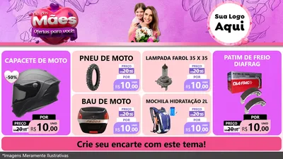 Modelo de TV para TV Horizontal com o tema Dia das Mães Ofertas para Você! para Moto peças