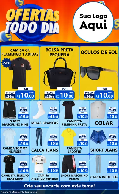 Modelo de Encarte para Encarte Grande com o tema Ofertas Todo Dia para Roupas e acessórios
