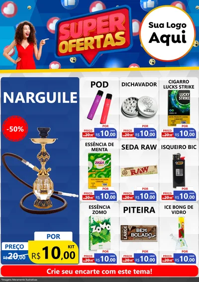 Modelo de Encarte para Encarte A4 Vertical com o tema Super Ofertas para Tabacaria