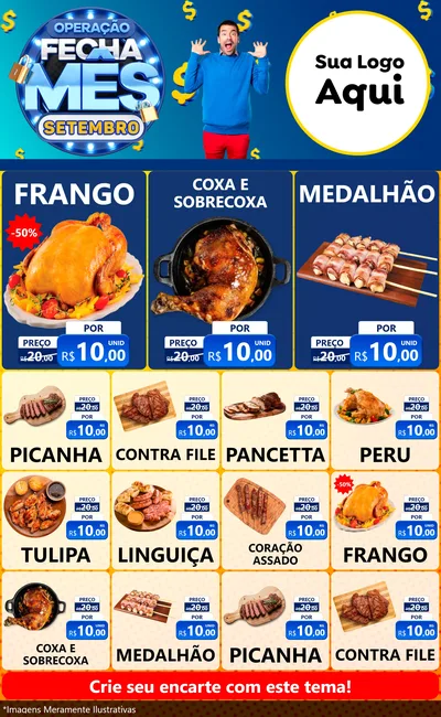Modelo de Encarte para Encarte Grande com o tema Operação Fecha Mês Setembro para Assados