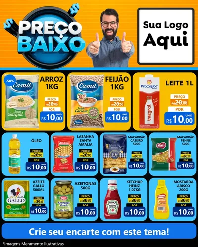 Modelo de Rede Social para Feed Instagram com o tema Preço Baixo para Supermercado