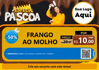Modelo de Cartaz para Cartaz A4 Horizontal com o tema Especial Páscoa para Restaurante