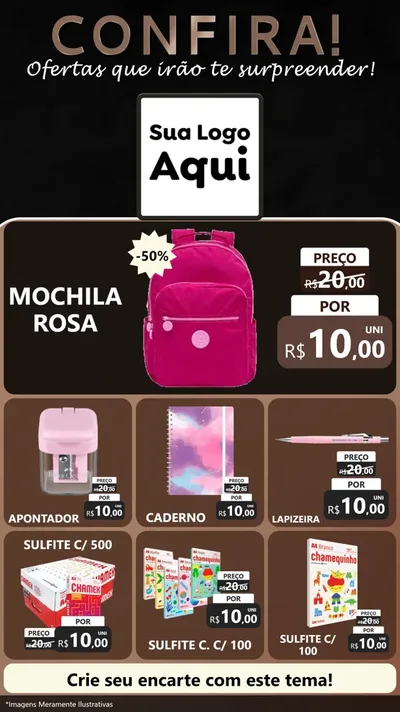Modelo de Rede Social para Stories com o tema Confira! Ofertas que irão te surpreender! para Papelaria