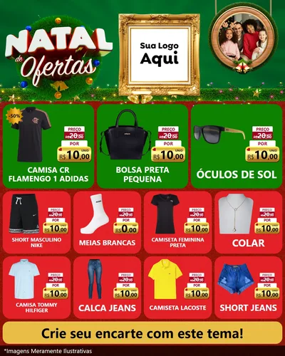 Modelo de Rede Social para Feed Instagram com o tema Natal de Ofertas para Roupas e acessórios