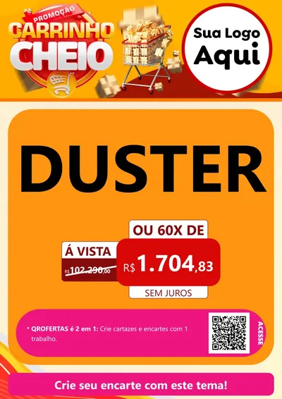 Modelo de Cartaz para Cartaz A4 Vertical com o tema Promoção carrinho cheio para Concessionaria de Carros