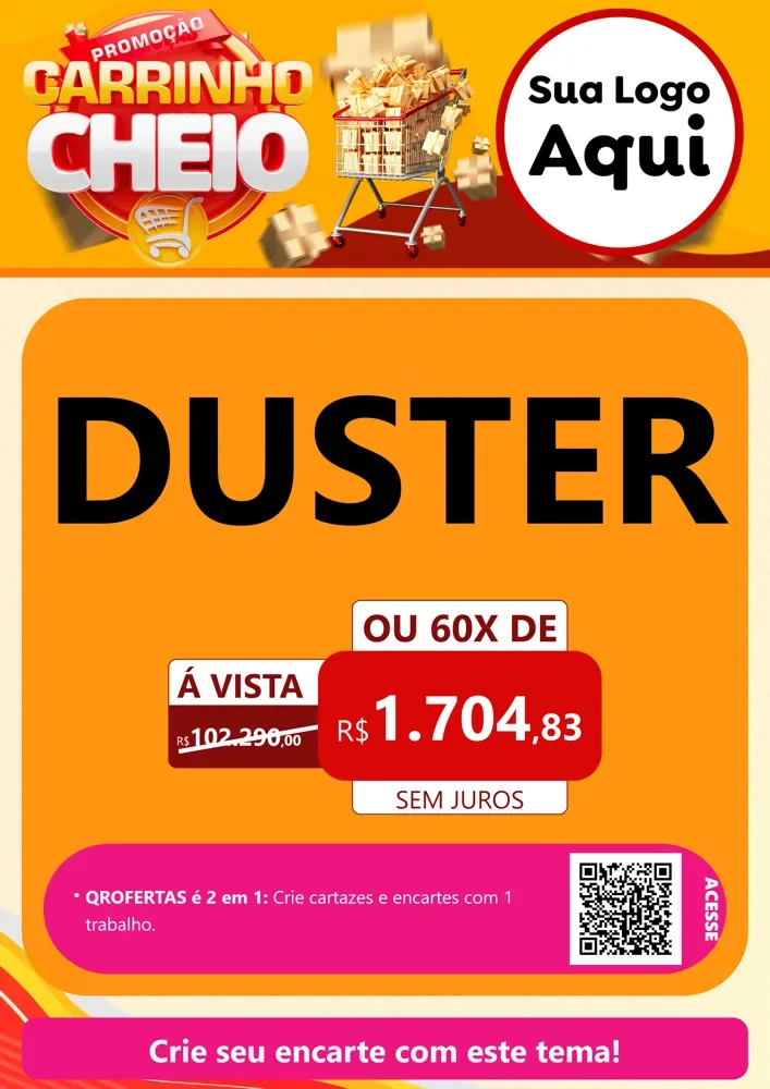 Modelo de Cartaz para Cartaz A4 Vertical com o tema Promoção carrinho cheio para Concessionaria de Carros