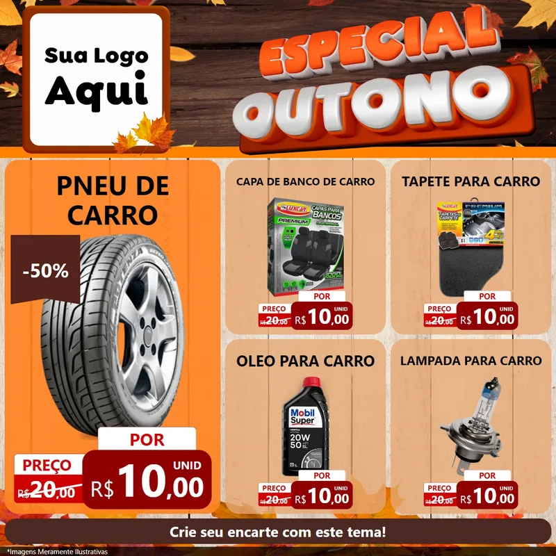 Modelo de Rede Social para Feed Facebook com o tema Especial Outono para Auto peças