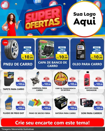 Modelo de Rede Social para Feed Instagram com o tema Super Ofertas para Auto peças