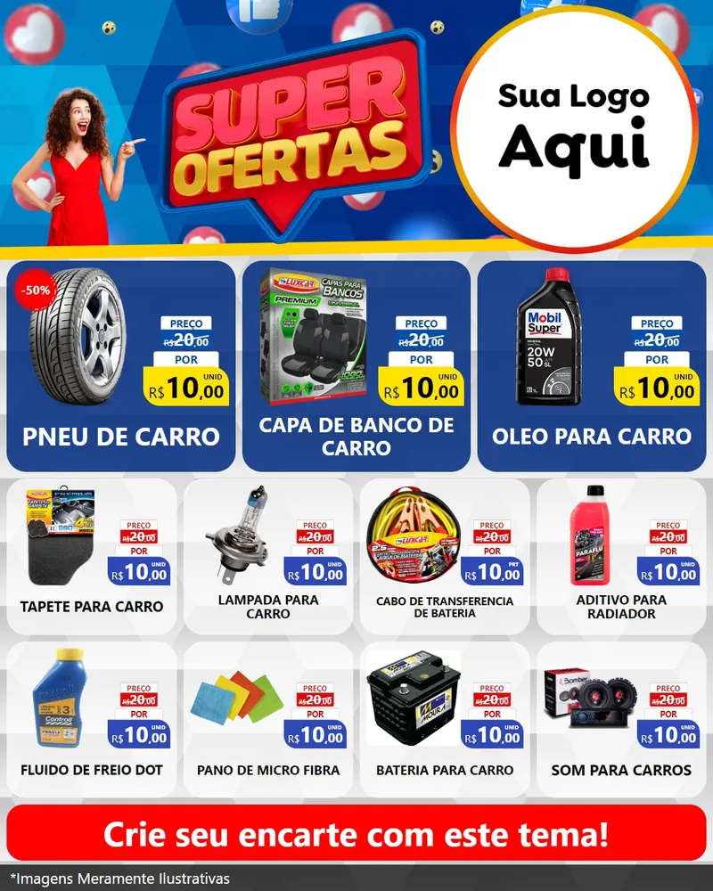 Modelo de Rede Social para Feed Instagram com o tema Super Ofertas para Auto peças