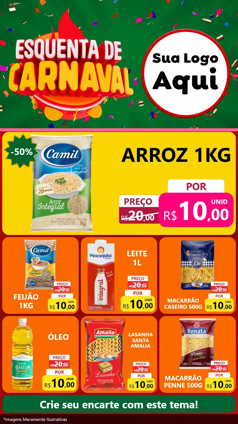 Modelo de Rede Social para Stories com o tema Esquenta de Carnaval para Supermercado
