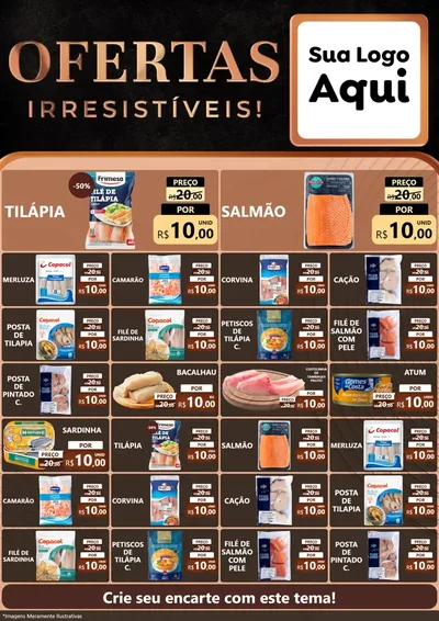 Modelo de Encarte para Encarte A4 Vertical com o tema Ofertas Irresistíveis! para Peixaria