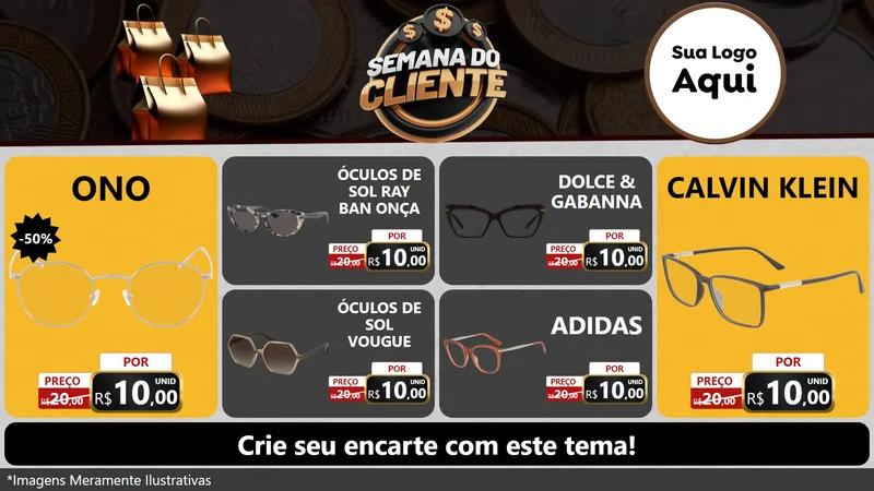 Modelo de TV para TV Horizontal com o tema Semana do Cliente para Óticas