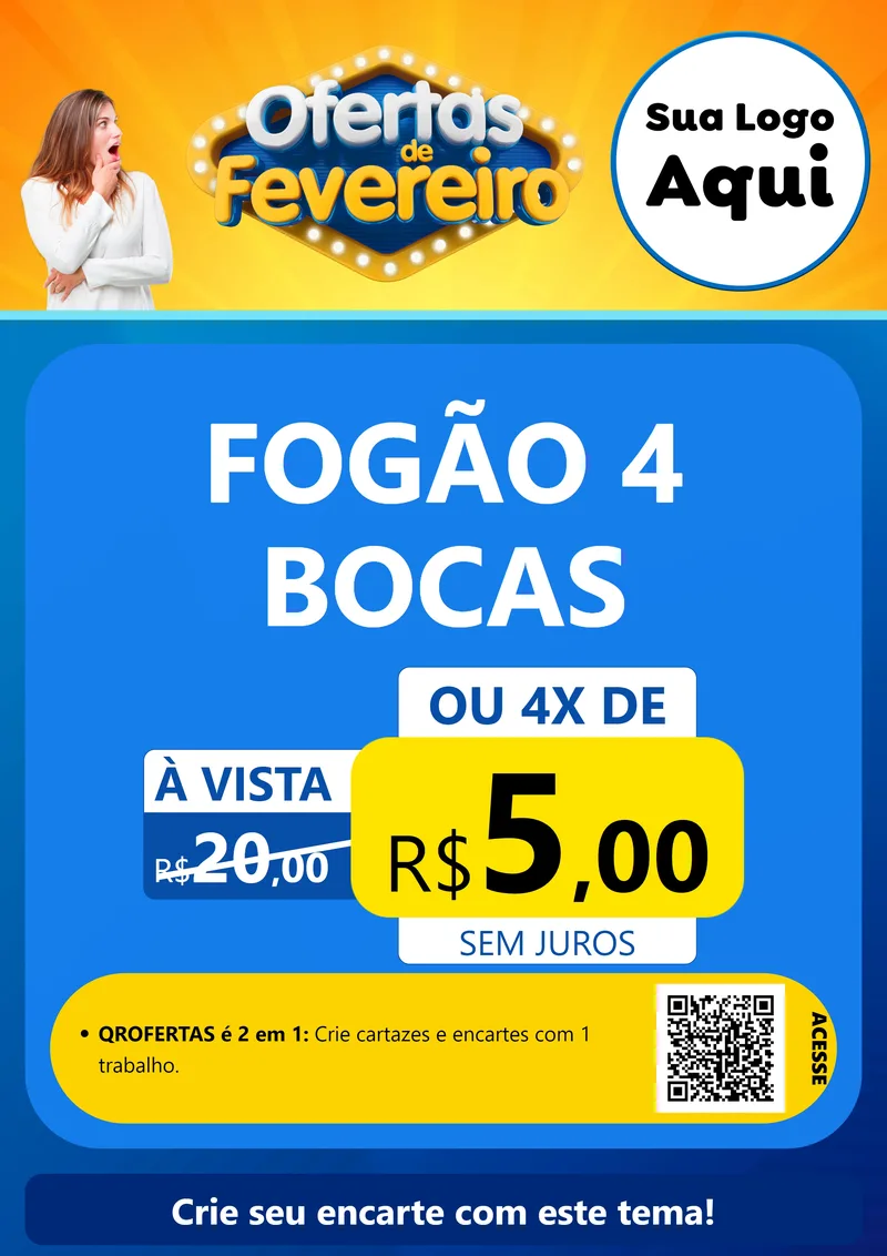 Modelo de Cartaz para Cartaz A4 Vertical com o tema Ofertas de Fevereiro para Móveis e Eletro