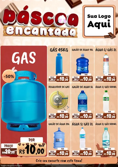 Modelo de Encarte para Encarte A4 Vertical com o tema Páscoa Encantada para Água e gás