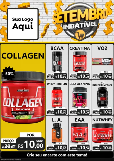 Modelo de Encarte para Encarte A4 Vertical com o tema Setembro Imbatível para Suplementos alimentares