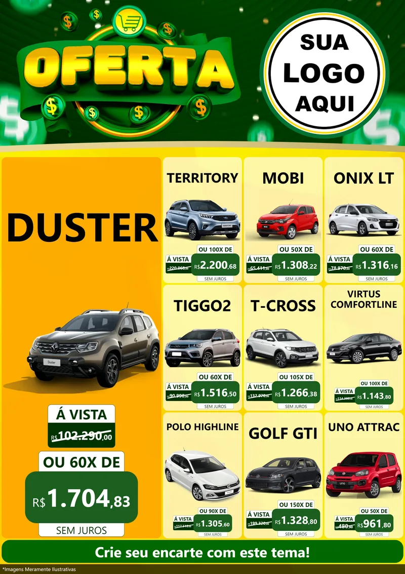 Modelo de Encarte para Encarte A4 Vertical com o tema Oferta para Concessionaria de Carros