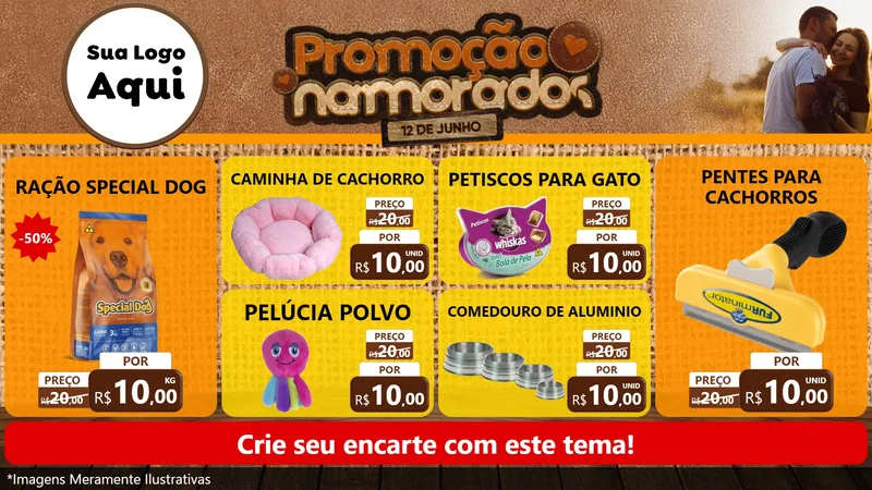 Modelo de TV para TV Horizontal com o tema Promoção Namorados para Pet Shop