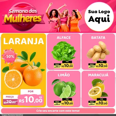 Modelo de Rede Social para Feed Facebook com o tema Semana das Mulheres para Hortifrúti