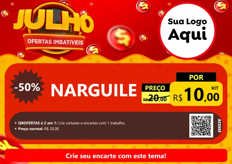 Modelo de Cartaz para Cartaz A4 Horizontal com o tema Julho Ofertas Imbatíveis para Tabacaria