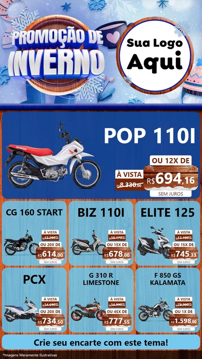 Modelo de Rede Social para Stories com o tema Promoção de Inverno para Concessionaria de Motos