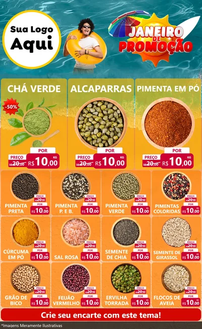 Modelo de Encarte para Encarte Grande com o tema Janeiro de Promoção para Produtos Naturais