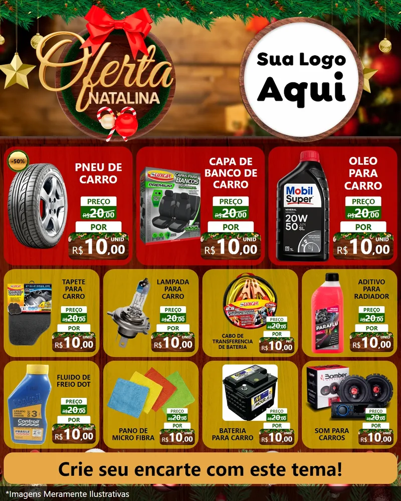 Modelo de Rede Social para Feed Instagram com o tema Ofertas Natalina para Auto peças