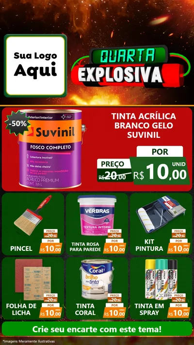 Modelo de Rede Social para Stories com o tema Quarta Explosiva para Tintas e Ferramentas
