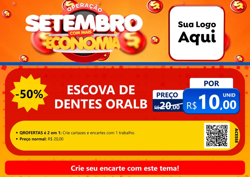 Modelo de Cartaz para Cartaz A4 Horizontal com o tema Operação Setembro Com Muita Economia para Higiene Pessoal