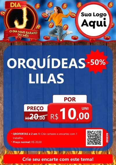 Modelo de Cartaz para Cartaz A4 Vertical com o tema Dia J - O Dia Mais Barato Do Mês para Floricultura e jardim