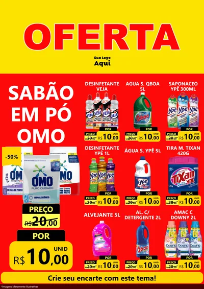 Modelo de Encarte para Encarte A4 Vertical com o tema OFERTA - Vermelho Cartaz para Produtos de Limpeza