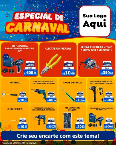 Modelo de Rede Social para Feed Instagram com o tema Especial de Carnaval para Maquinas e Ferramentas