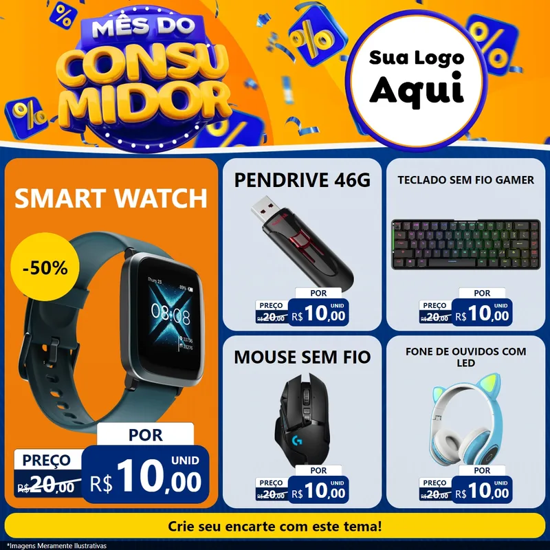 Modelo de Rede Social para Feed Facebook com o tema Mês do Consumidor para Informática