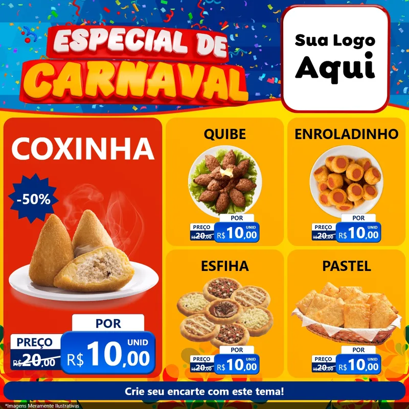 Modelo de Rede Social para Feed Facebook com o tema Especial de Carnaval para Salgadaria