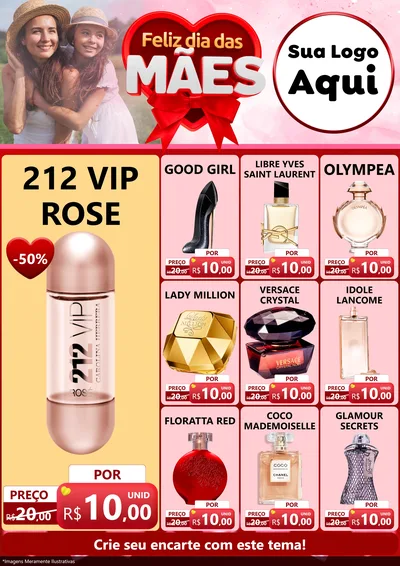 Modelo de Encarte para Encarte A4 Vertical com o tema Feliz Dia Das Mães para Perfumes