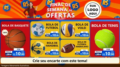 Modelo de TV para TV Horizontal com o tema Final de Semana de Ofertas para Artigos Esportivos