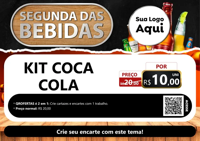 Modelo de Cartaz para Cartaz A4 Horizontal com o tema Segunda das Bebidas para Distribuidora de bebidas