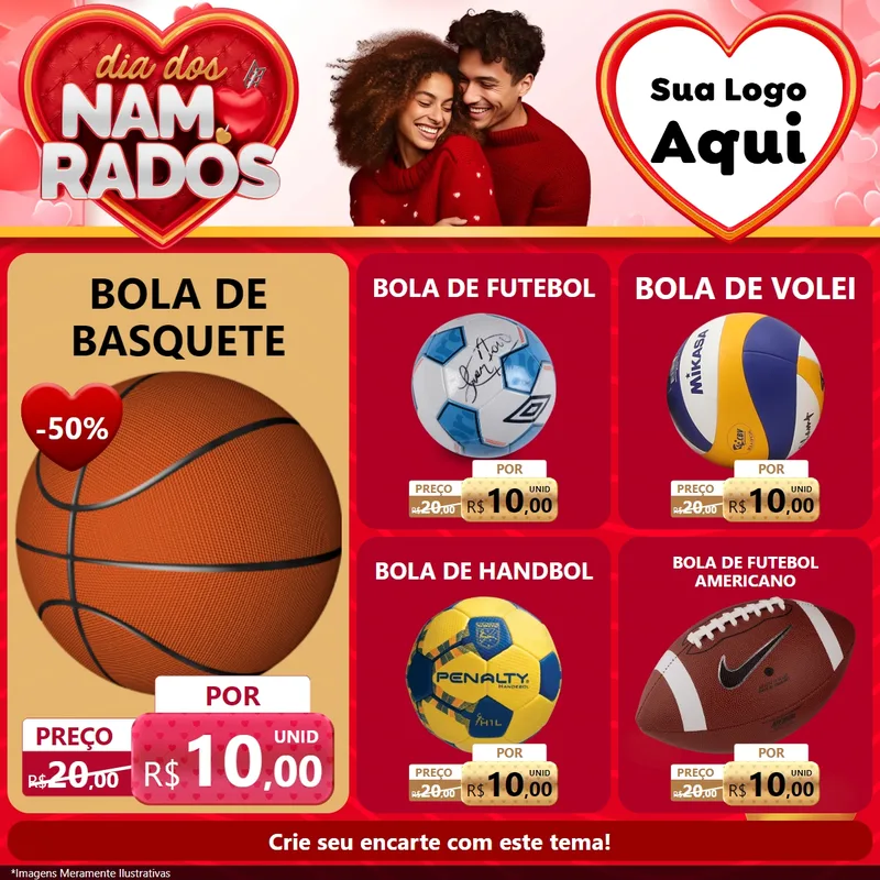 Modelo de Rede Social para Feed Facebook com o tema Dia dos Namorados para Artigos Esportivos