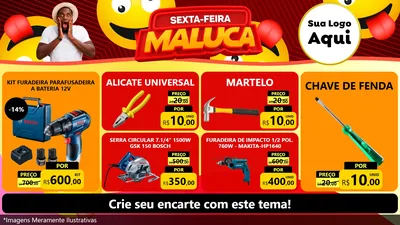 Modelo de TV para TV Horizontal com o tema Sexta-feira Maluca para Maquinas e Ferramentas