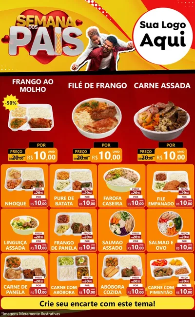 Modelo de Encarte para Encarte Grande com o tema Semana Dos Pais para Restaurante