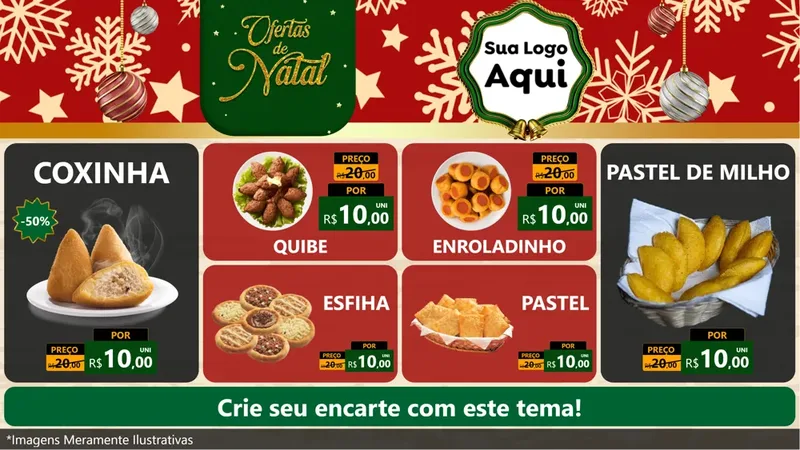 Modelo de TV para TV Horizontal com o tema Natal de Ofertas para Salgadaria