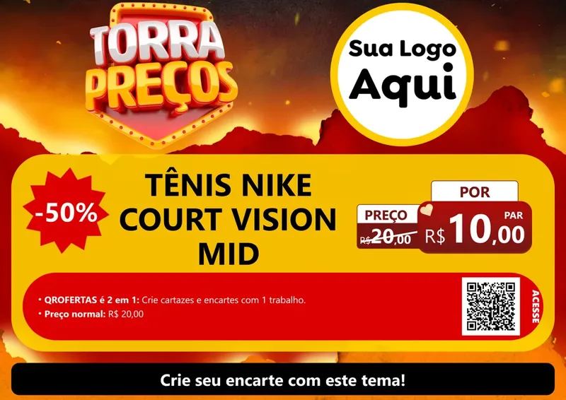 Modelo de Cartaz para Cartaz A4 Horizontal com o tema Torra Preços para Calçados