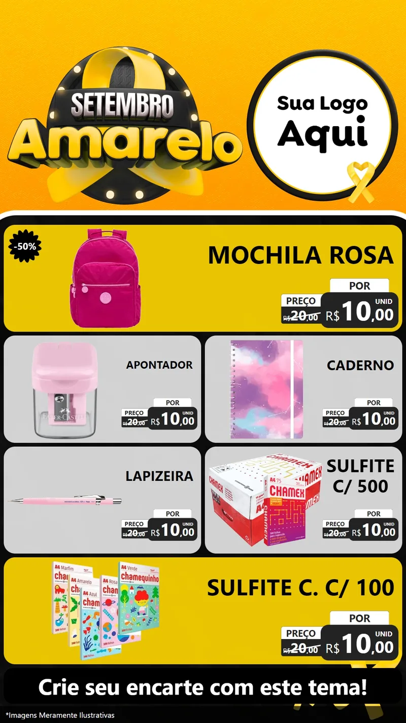 Modelo de TV para TV Vertical com o tema Setembro Amarelo para Papelaria