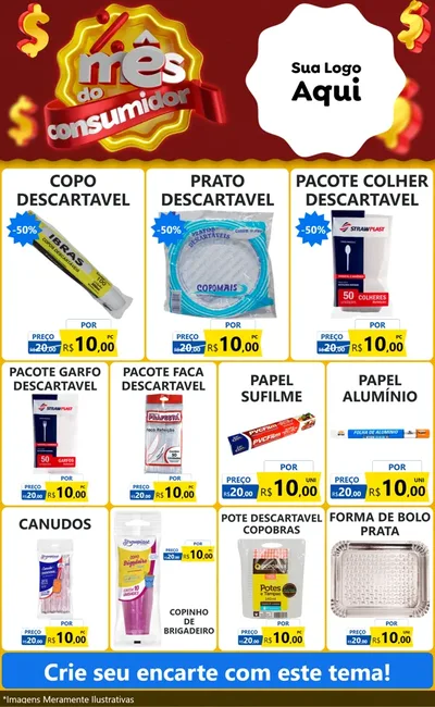 Modelo de Encarte para Encarte Grande com o tema Mês do consumidor para Embalagens