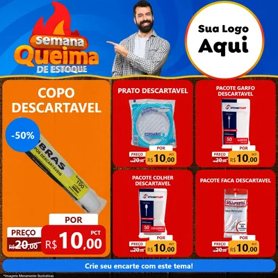 Modelo de Rede Social para Feed Facebook com o tema Semana Queima de Estoque para Embalagens