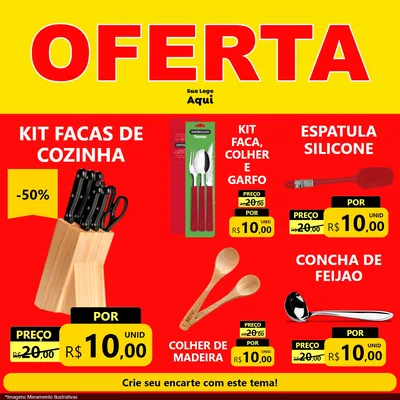Modelo de Rede Social para Feed Facebook com o tema OFERTA - Vermelho Cartaz para Utilidades Domésticas