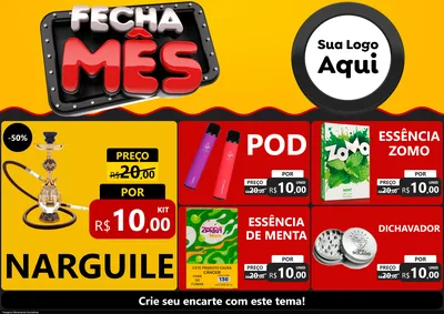 Modelo de Encarte para Encarte A4 Horizontal com o tema Fecha Mês para Tabacaria
