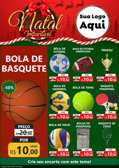 Modelo de Encarte para Encarte A4 Vertical com o tema Natal Imperdível para Artigos Esportivos
