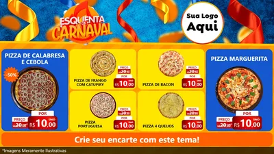 Modelo de TV para TV Horizontal com o tema Esquenta de Carnaval para Pizzaria
